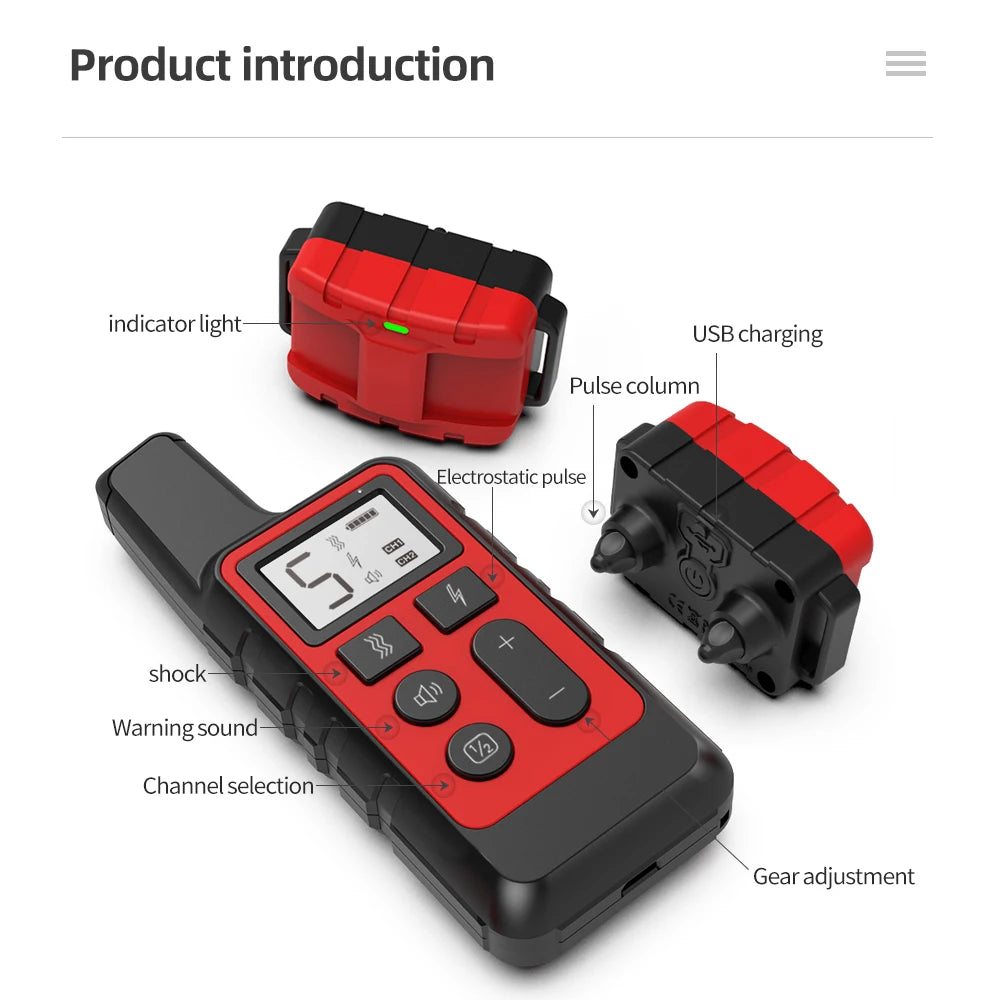 New 500M Waterproof Dog Training Collar Pet Remote Control Rechargeable Shock Sound Vibration Dog Collar Remote Controller 40%